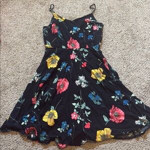 Old Navy Floral Mini Dress - Black with Multicolor Flowers